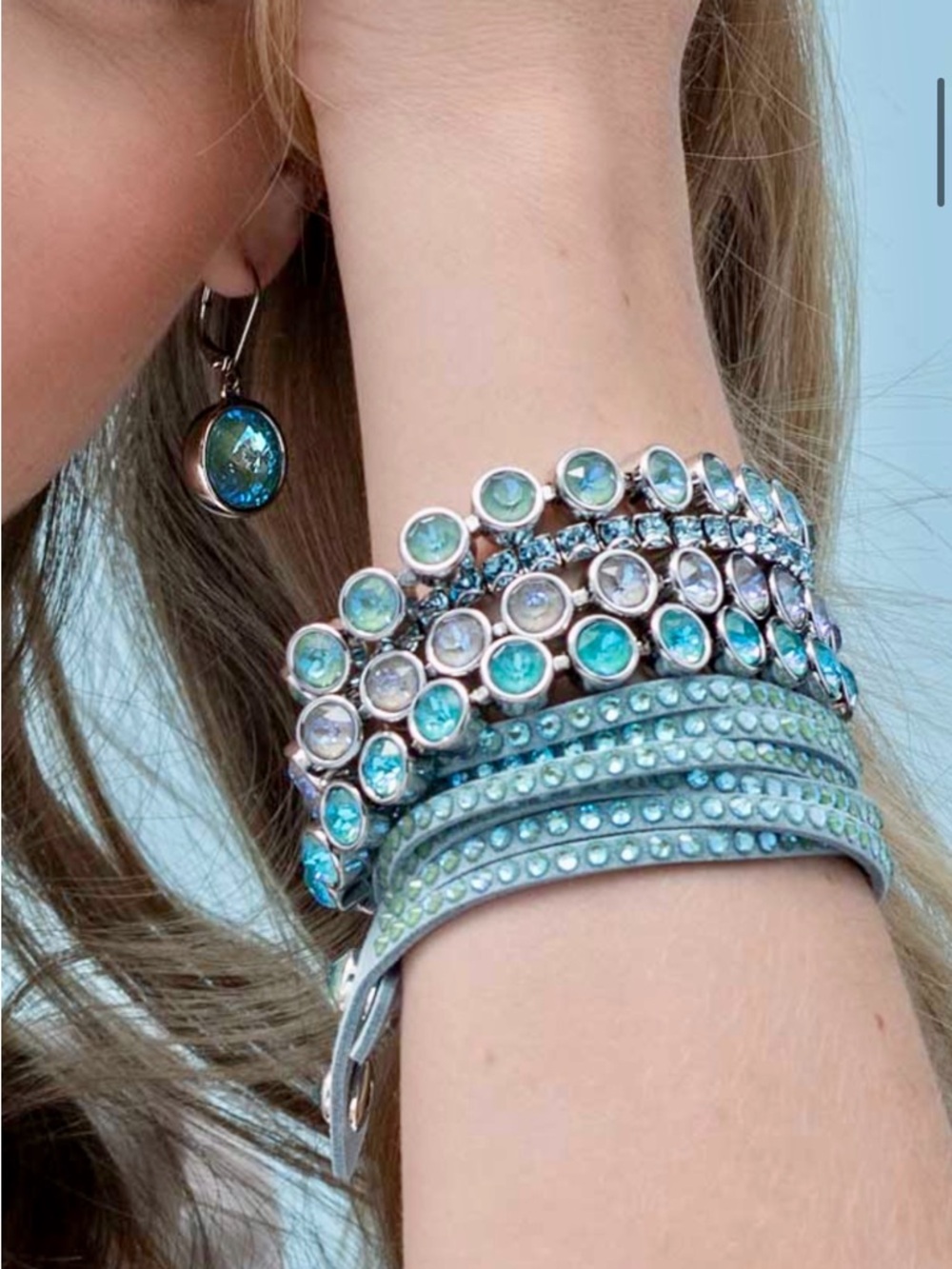 🩵💎NWT Touchstone by Swarovski CARIBBEAN Ice Bracelet 7 1/4" Rhodium Plating - Picture 3 of 11